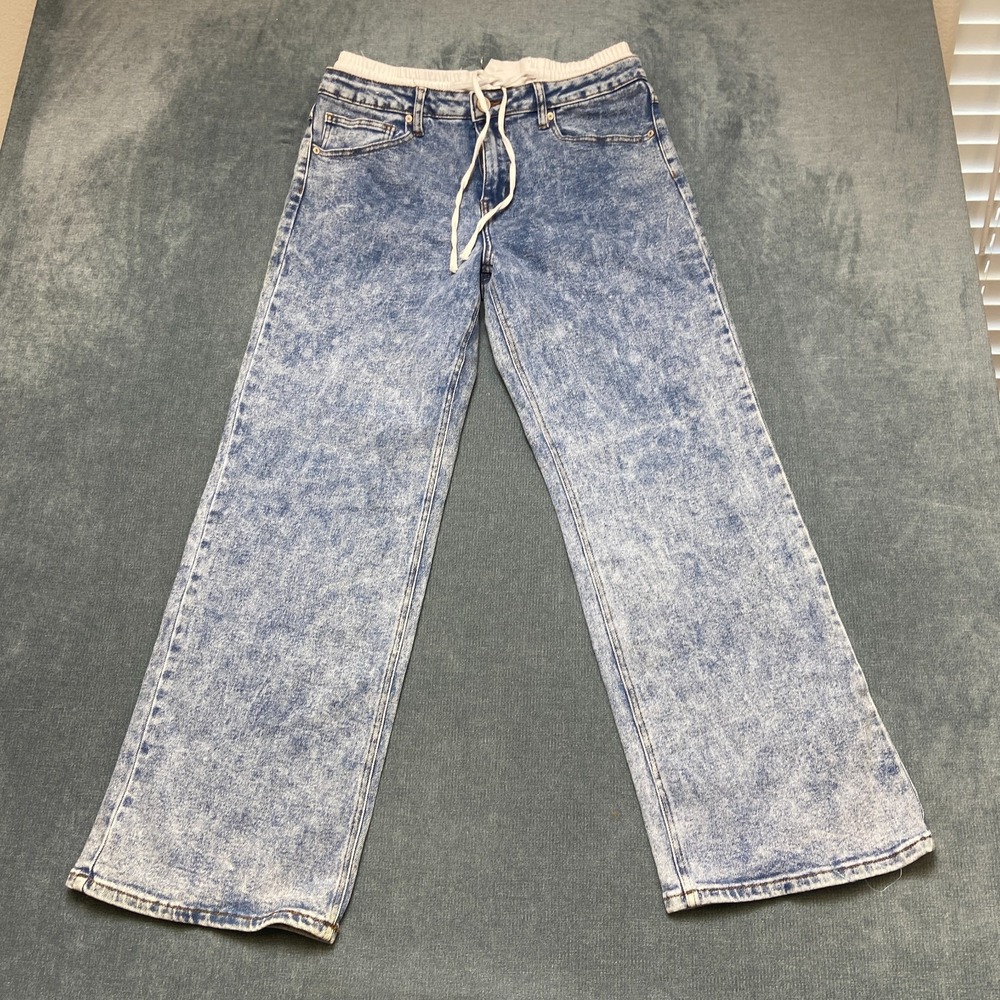 Lilac Sunset LA Boxer Jeans Womens 15 Blue Denim Relaxed Fit Wide Leg Drawstring